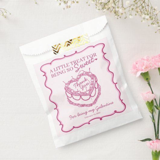 Roze Retro Hart Coquette Kersencake Galentine Bedankzakje (Gezegeld)