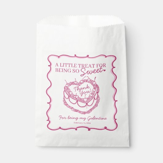 Roze Retro Hart Coquette Kersencake Galentine Bedankzakje (Voorkant)