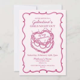 Roze Retro Hart Coquette Kersencake Galentine Kaart