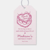 Roze Retro Hart Coquette Kersencake Verjaardag Cadeaulabel (Achterkant)