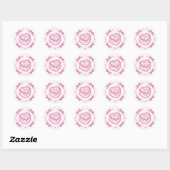 Roze Retro Hart Coquette Kersencake Verjaardag Ronde Sticker (Vel)