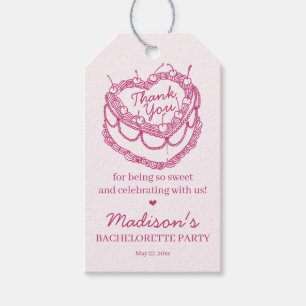 Roze Retro Hart Coquette Kersencake Verlovingsfees Cadeaulabel