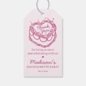 Roze Retro Hart Coquette Kersencake Verlovingsfees Cadeaulabel (Achterkant)