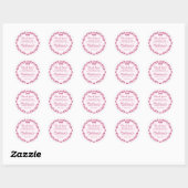 Roze Retro Hart Coquette Kersentaart BruidsShower Ronde Sticker (Vel)