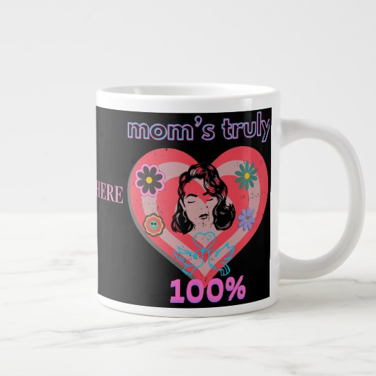 Roze Retro Hart Moeder Moeder Mama Grote Koffiekop (Rechts)