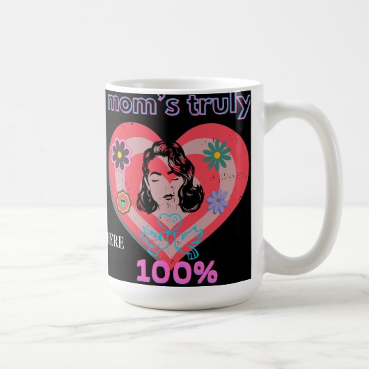 Roze Retro Hart Moeder Moeder Mama Koffiemok (Rechts)