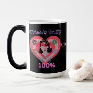 Roze Retro Hart Moeder Moeder Mama  Magische Mok