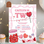 Roze Retro Hart Snoep Twee Zoete Verjaardagen Kaart<br><div class="desc">Roze Retro Hart Snoep Twee Sweet Birthday Invitation,  Roze Wavy Retro Kids Verjaardagsuitnodiging,  Hart Snoep Kids Verjaardag INvitation,  Hart Snoep Twee Sweet Birthday Invitation.</div>