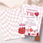 Roze Retro Hart Snoep Twee Zoete Verjaardagen Kaart