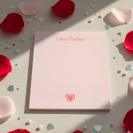 Roze Retro Hart Valentijnsdag Aangepaste Naam Notitieblok