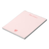 Roze Retro Hart Valentijnsdag Aangepaste Naam Notitieblok (Linkerzijde)