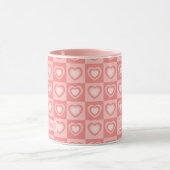 Roze Retro Harten Valentijnsdag Cadeau Mok (Midden)