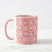 Roze Retro Harten Valentijnsdag Cadeau Mok (Links)