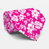 Roze Retro Hawaiian Print Stropdas (Opgerold)