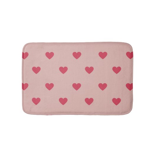 Roze Retro Heart Y2K-patroon met roze achtergrond Badmat (Voorkant)