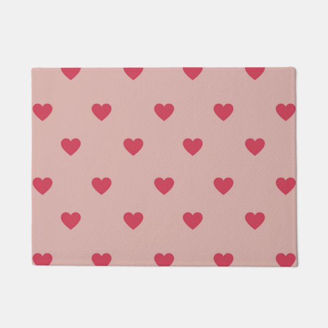 Roze Retro Heart Y2K-patroon met roze achtergrond Deurmat (Voorkant)