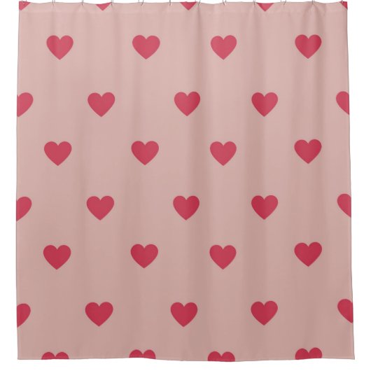 Roze Retro Heart Y2K-patroon met roze achtergrond Douchegordijn (Voorkant)