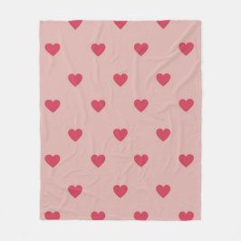 Roze Retro Heart Y2K-patroon met roze achtergrond Fleece Deken