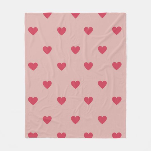 Roze Retro Heart Y2K-patroon met roze achtergrond Fleece Deken (Voorkant)