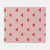 Roze Retro Heart Y2K-patroon met roze achtergrond Fleece Deken (Voorkant (Horizontaal))