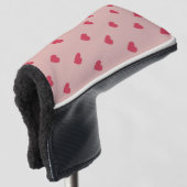Roze Retro Heart Y2K-patroon met roze achtergrond Golfheadcover (3/4 voorkant)