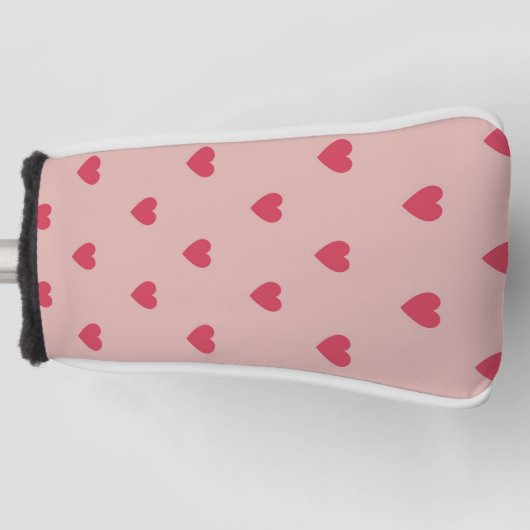 Roze Retro Heart Y2K-patroon met roze achtergrond Golfheadcover (Voorkant)