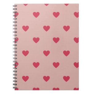 Roze Retro Heart Y2K-patroon met roze achtergrond Notitieboek