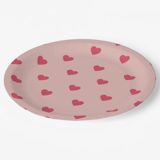 Roze Retro Heart Y2K-patroon met roze achtergrond Papieren Bordje (Gekanteld)
