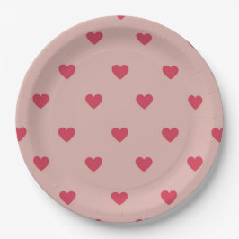 Roze Retro Heart Y2K-patroon met roze achtergrond Papieren Bordje