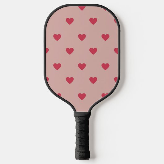 Roze Retro Heart Y2K-patroon met roze achtergrond Pickleball Paddle (Voorkant)