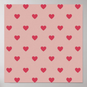 Roze Retro Heart Y2K-patroon met roze achtergrond Poster