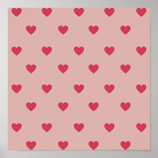 Roze Retro Heart Y2K-patroon met roze achtergrond Poster (Voorkant)