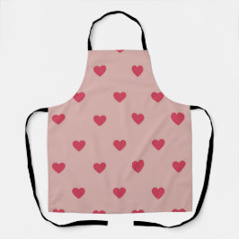 Roze Retro Heart Y2K-patroon met roze achtergrond Schort