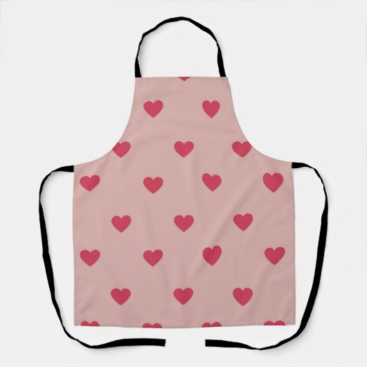 Roze Retro Heart Y2K-patroon met roze achtergrond Schort (Voorkant)