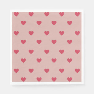Roze Retro Heart Y2K-patroon met roze achtergrond Servet
