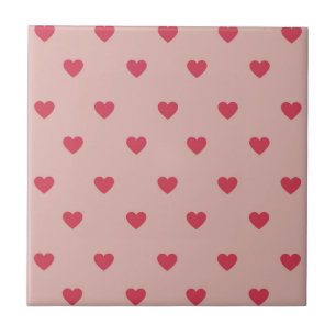 Roze Retro Heart Y2K-patroon met roze achtergrond Tegeltje