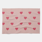 Roze Retro Heart Y2K-patroon met roze achtergrond Theedoek (Horizontaal)