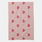 Roze Retro Heart Y2K-patroon met roze achtergrond Theedoek (Verticaal)