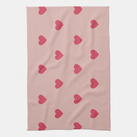 Roze Retro Heart Y2K-patroon met roze achtergrond Theedoek (Verticaal)