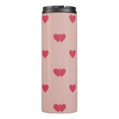 Roze Retro Heart Y2K-patroon met roze achtergrond Thermosbeker (Achterkant)
