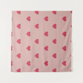 Roze Retro Heart Y2K-patroon met roze achtergrond Wandkleed (Voorkant (horizontaal))