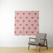 Roze Retro Heart Y2K-patroon met roze achtergrond Wandkleed (In situ)