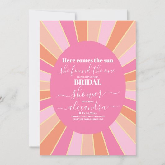 Roze Retro Hier komt de zon Vrijgezellenfeest Kaart (Voorkant)