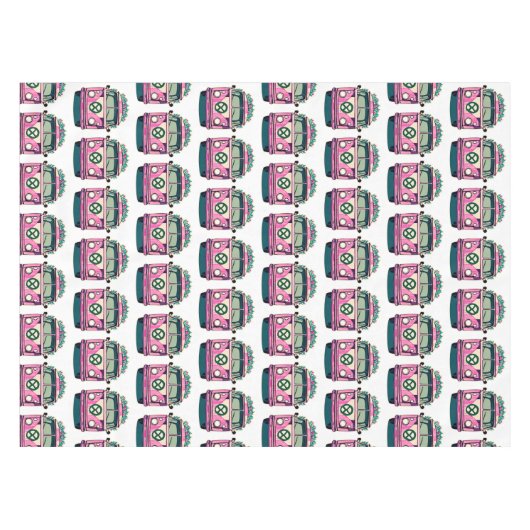 Roze Retro Hippie Vans Tafelkleed (Voorkant (Horizontaal))