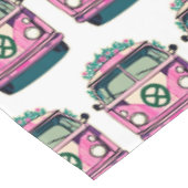 Roze Retro Hippie Vans Tafelkleed (Gekanteld)