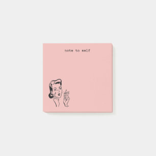 Roze Retro Huisvrouw Grappige Notitie aan Zelf Post-it® Notes