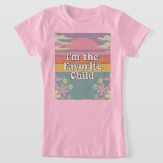 Roze Retro Ik ben het favoriete T-shirt voor meisj (Laagn)