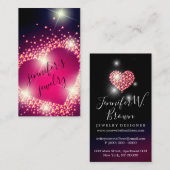 Roze retro juwelen haringdiamant visitekaartje (Voorkant / Achterkant)