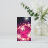 Roze retro juwelen haringdiamant visitekaartje (Staand voorkant)