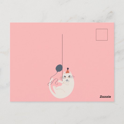 Roze retro kat chic briefkaart (Achterkant)